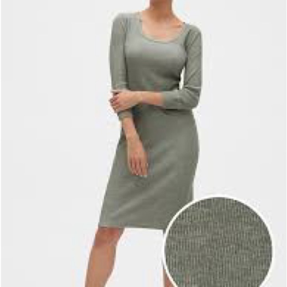Gray Ribbed Long Sleeve Sheath Dress